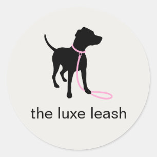 Sticker Rond Logo moderne de promenade de chiens en silhouette