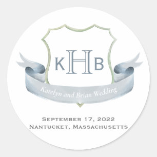 Sticker Rond Logo Monogram Crest mariage