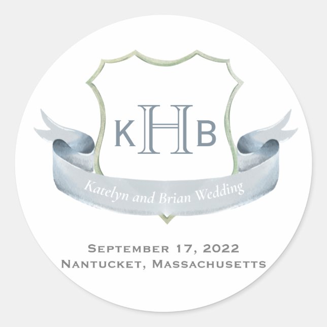 Sticker Rond Logo Monogram Crest mariage (Devant)