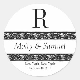 Sticker Rond Logo Monogramme Nom de l'organisation Date Étiquet