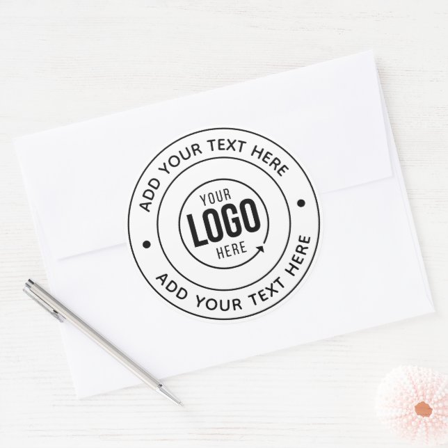Sticker Rond Logo Monogramme Personnalisé | Ajouter un Texte Pe (Enveloppe)
