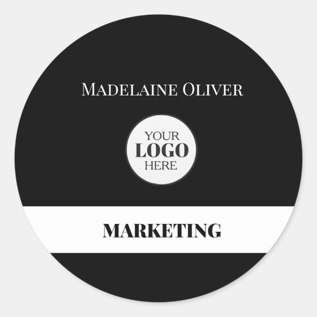 Sticker Rond Logo noir blanc employé simple (Devant)