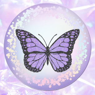 Sticker Rond logo papillon lavande