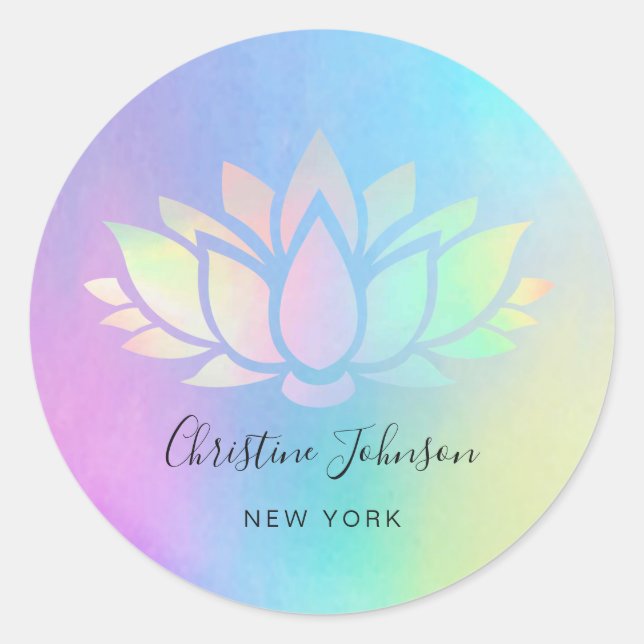 Sticker Rond logo pastel lotus sur dégradé violet (Devant)