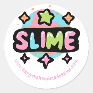Sticker Rond logo pastel stars slime modèle