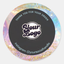 Logo personnalisé holographique iridescent nom mer