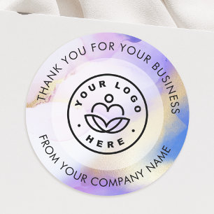 Sticker Rond Logo personnalisé Merci d'entreprise Aquarelle vio