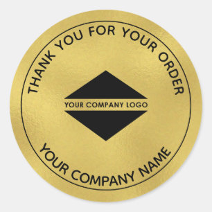 Sticker Rond Logo personnalisé Or Merci
