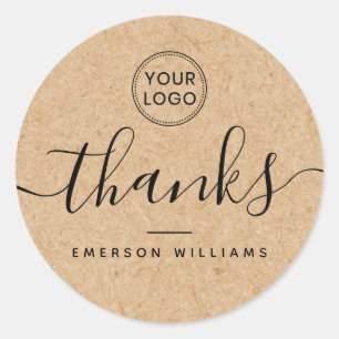 Sticker Rond Logo personnalisé Papier Kraft look élégant merci