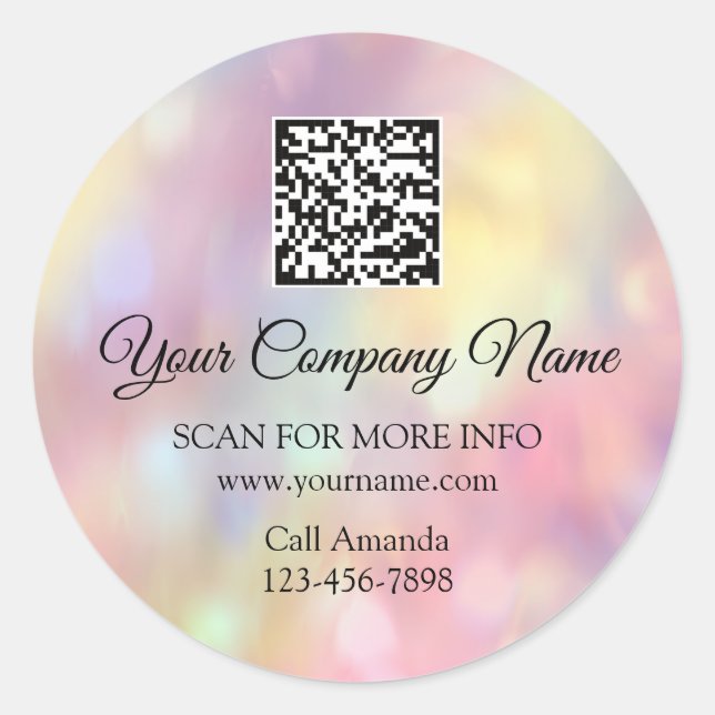 Sticker Rond Logo personnalisé QR Code Holographe promotionnel. (Devant)