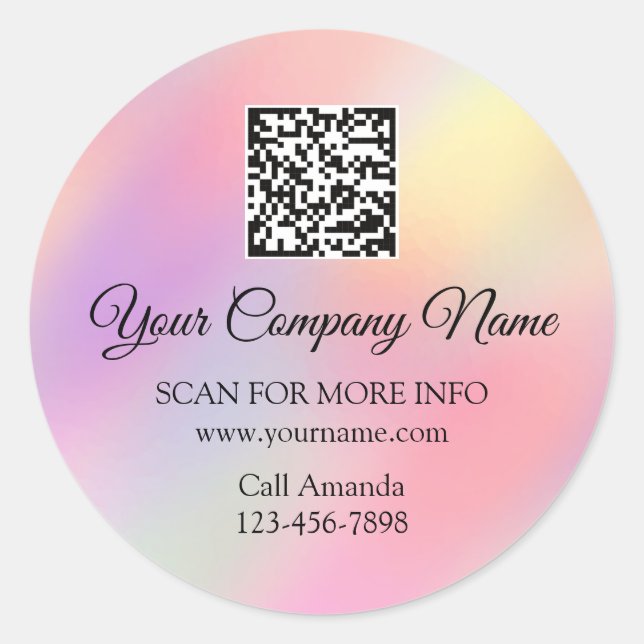 Sticker Rond Logo personnalisé QR Code Holographe promotionnel. (Devant)