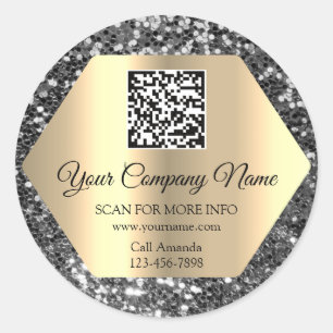 Sticker Rond Logo personnalisé QR Code Parties scintillant prom