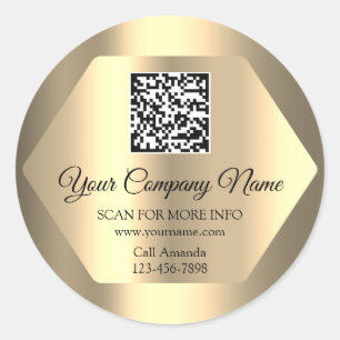 Sticker Rond Logo personnalisé QR Code promotionnel Sepia Gold