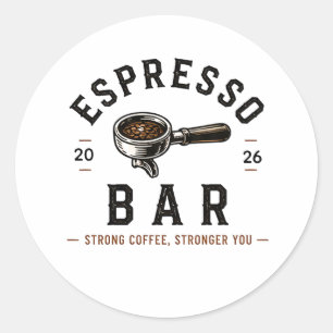 Sticker Rond ☕ Logo pour le personnel du bar à espresso ☕
