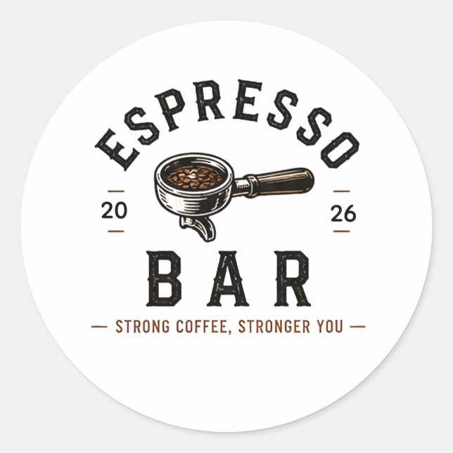Sticker Rond ☕ Logo pour le personnel du bar à espresso ☕ (Devant)