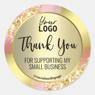 Sticker Rond Logo professionnel de Parties scintillant en or ro