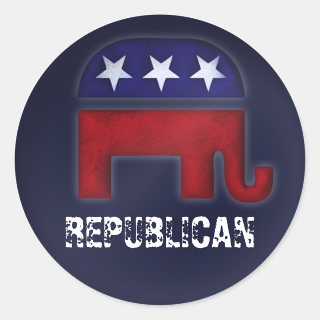 Sticker Rond Logo républicain d'éléphant (Devant)