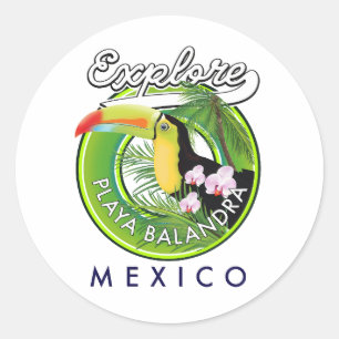 Sticker Rond Logo rétro de Playa Balandra Mexique