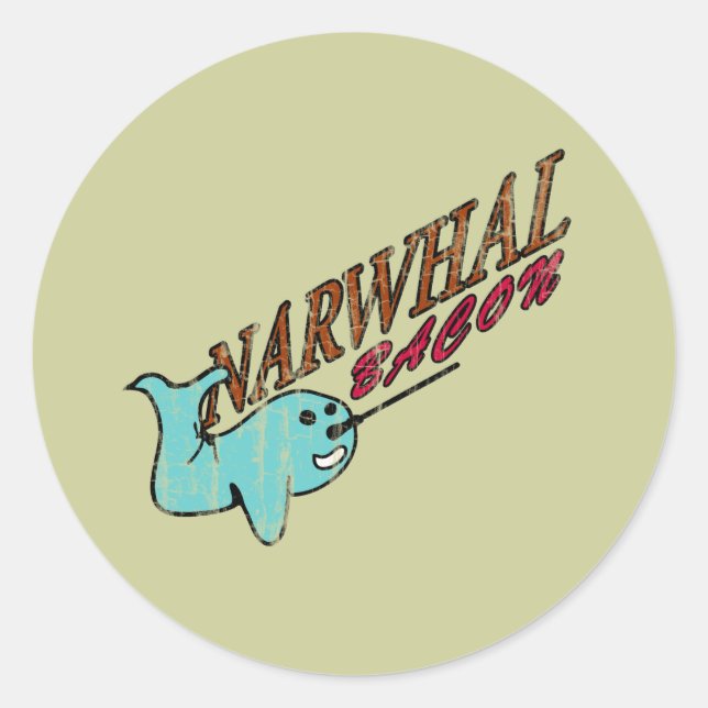 Sticker Rond Logo rétro Narwhal Bacon (Devant)