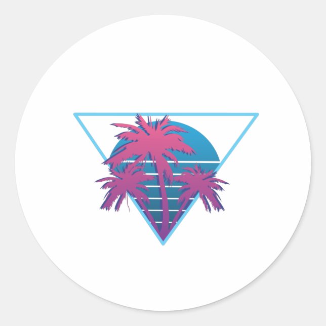 Sticker Rond Logo Retro Palm Trees (Devant)