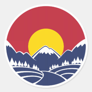 Sticker Rond Logo Rocky Mountain Sunset