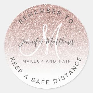 Sticker Rond Logo rose Gold Salon COVID Sécurité Distance socia
