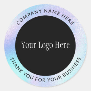 Sticker Rond Logo rose holographique Merci PME