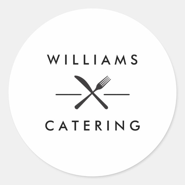 Sticker Rond Logo Rustique Crossed Fork Knife sur Blanc (Devant)