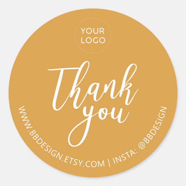 Sticker Rond Logo simple Jaune Petite Entreprise Merci (Devant)