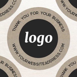 Sticker Rond Logo simple Merci d'entreprise Effet papier Brown