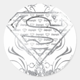 Sticker Rond Logo super fille Fancy Silver