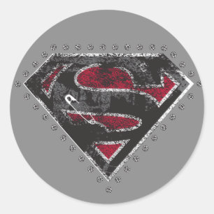 Sticker Rond Logo super-fille vêtu noir et rouge