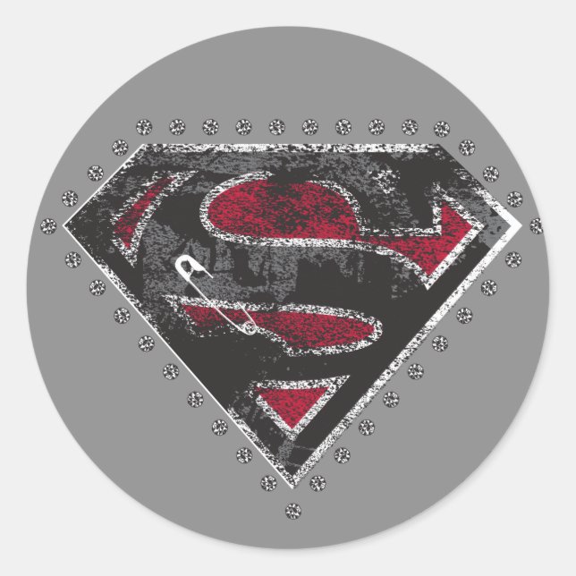 Sticker Rond Logo super-fille vêtu noir et rouge (Devant)