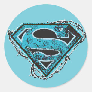 Sticker Rond Logo Supergirl Barbed Wire and Flowers