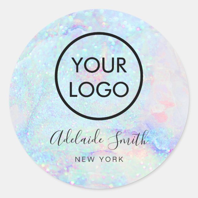 Sticker Rond logo sur collant rond classique en marbre pastel (Devant)