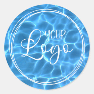 Sticker Rond Logo Trois Anneaux Blancs Aqua Bleu Piscine