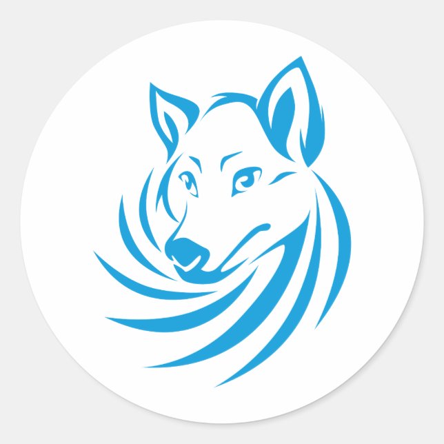 Sticker Rond Logo Wolf bleu personnalisé (Devant)