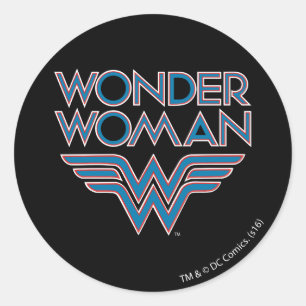 Sticker Rond Logo Wonder Woman Blue et Red Retro