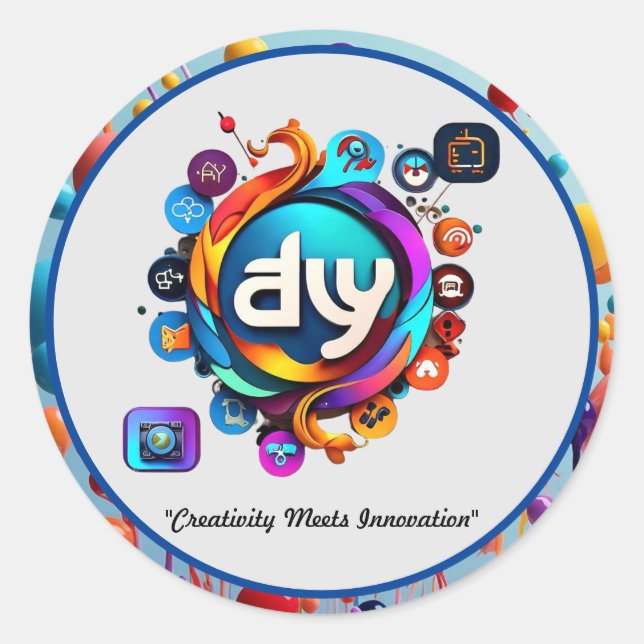 Sticker Rond "Logos dynamiques à l'air créatif" (Devant)