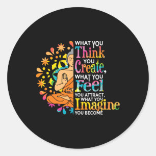 Sticker Rond Loi d'attraction manifester Bouddha méditation Yog