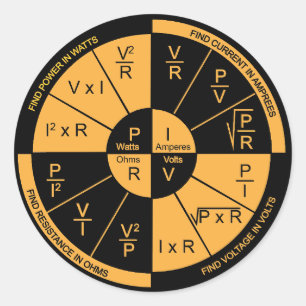 Sticker Rond Loi d'Ohm - Noir et Orange
