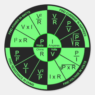 Sticker Rond Loi d'Ohm - Noir et Vert