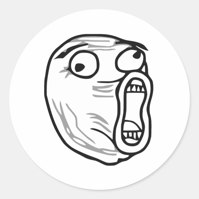 Sticker Rond LOL Laugh Out Loud Rage Face Meme (Devant)