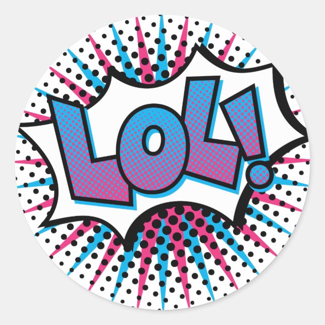 Sticker Rond LOL Pop Art (Devant)