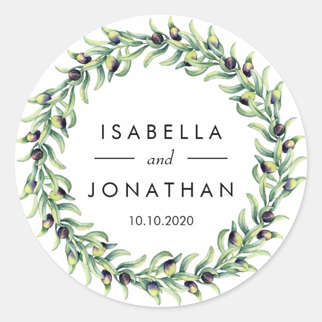 Sticker Rond L'Olivier | Personnalisation du mariage rustique (Devant)