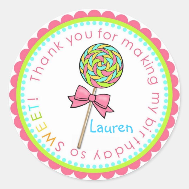 Sticker Rond Lolli Lollipop - Couleurs chaudes (Devant)