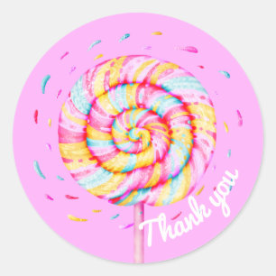 Sticker Rond Lollipop Sweet Candy Caramel goutte Merci