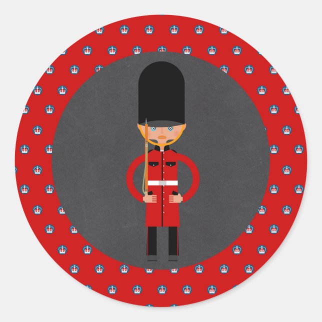 Sticker Rond London Guard Boy Birthday Party (Devant)