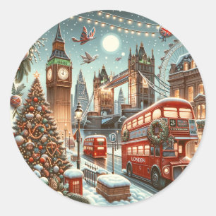 Sticker Rond London's Festive Splendor - Vibrant Christmas Car