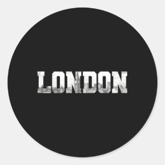 Sticker Rond Londres Angleterre Royaume-Uni Skyline Noir Blanc 